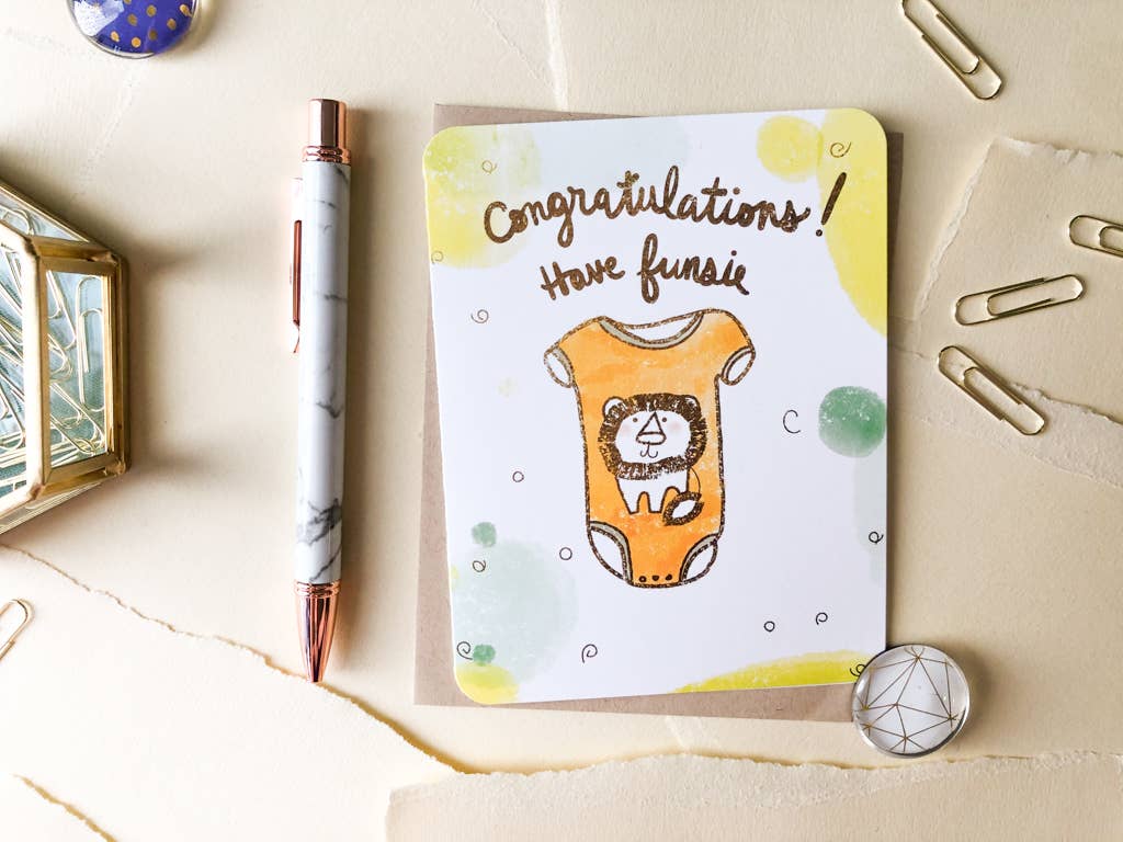 Paper Loop | Hand-Painted Greeting Cards - Wholesale Baby Card - Funsie New Baby Card2