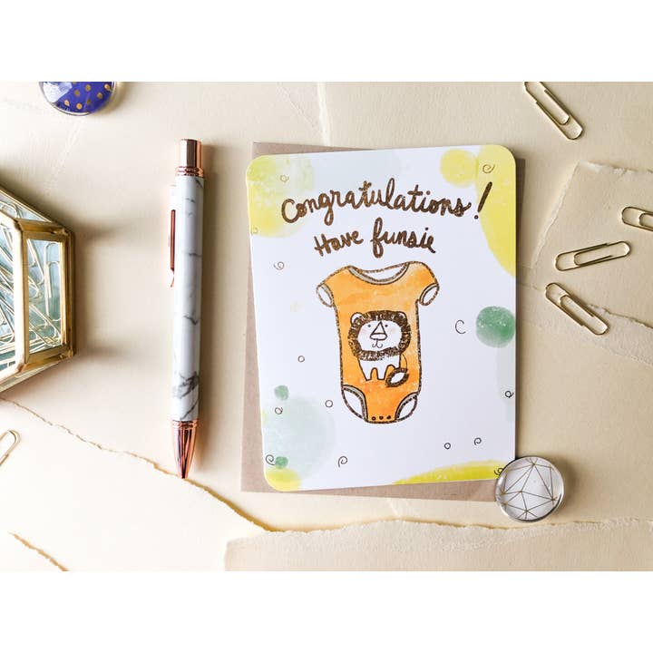 Paper Loop | Hand-Painted Greeting Cards - Wholesale Baby Card - Funsie New Baby Card2