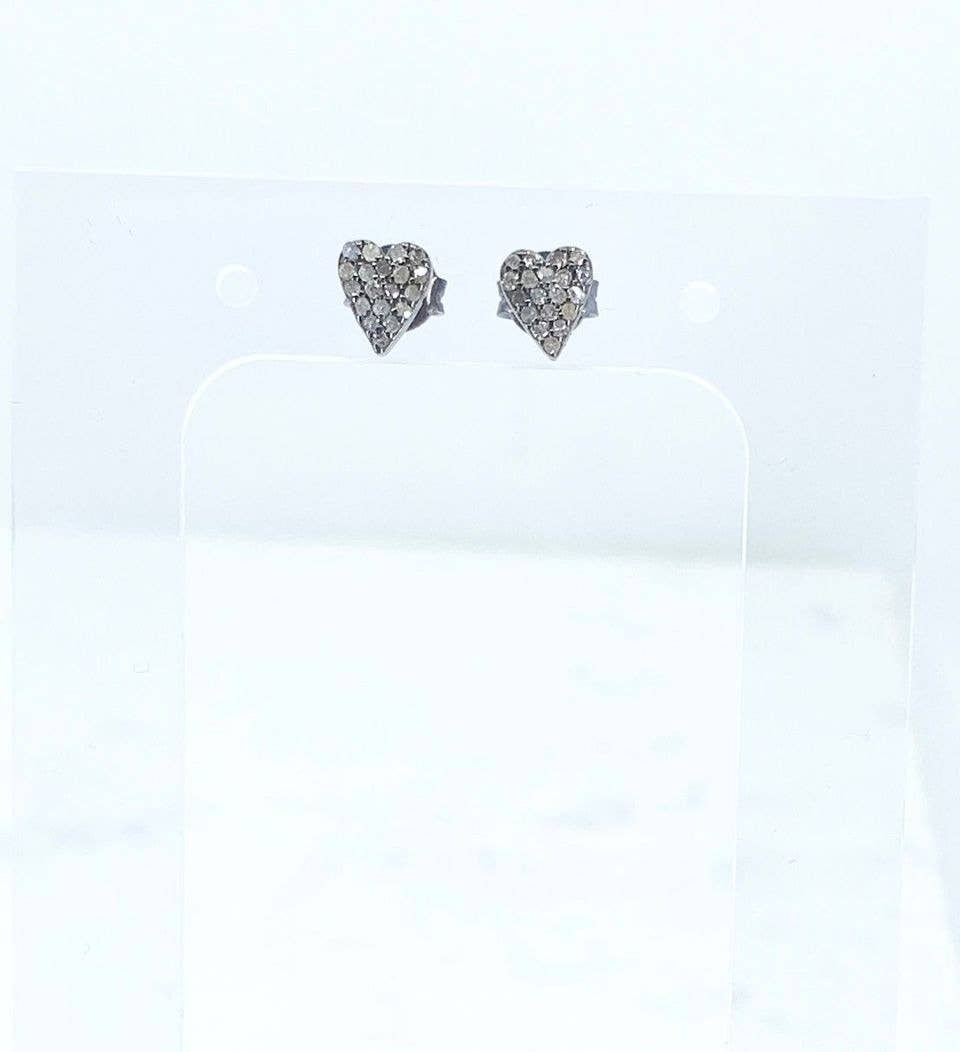 BMR - Wholesale Stud/Post Earrings - Diamond Heart Sterling Silver Post Earring0