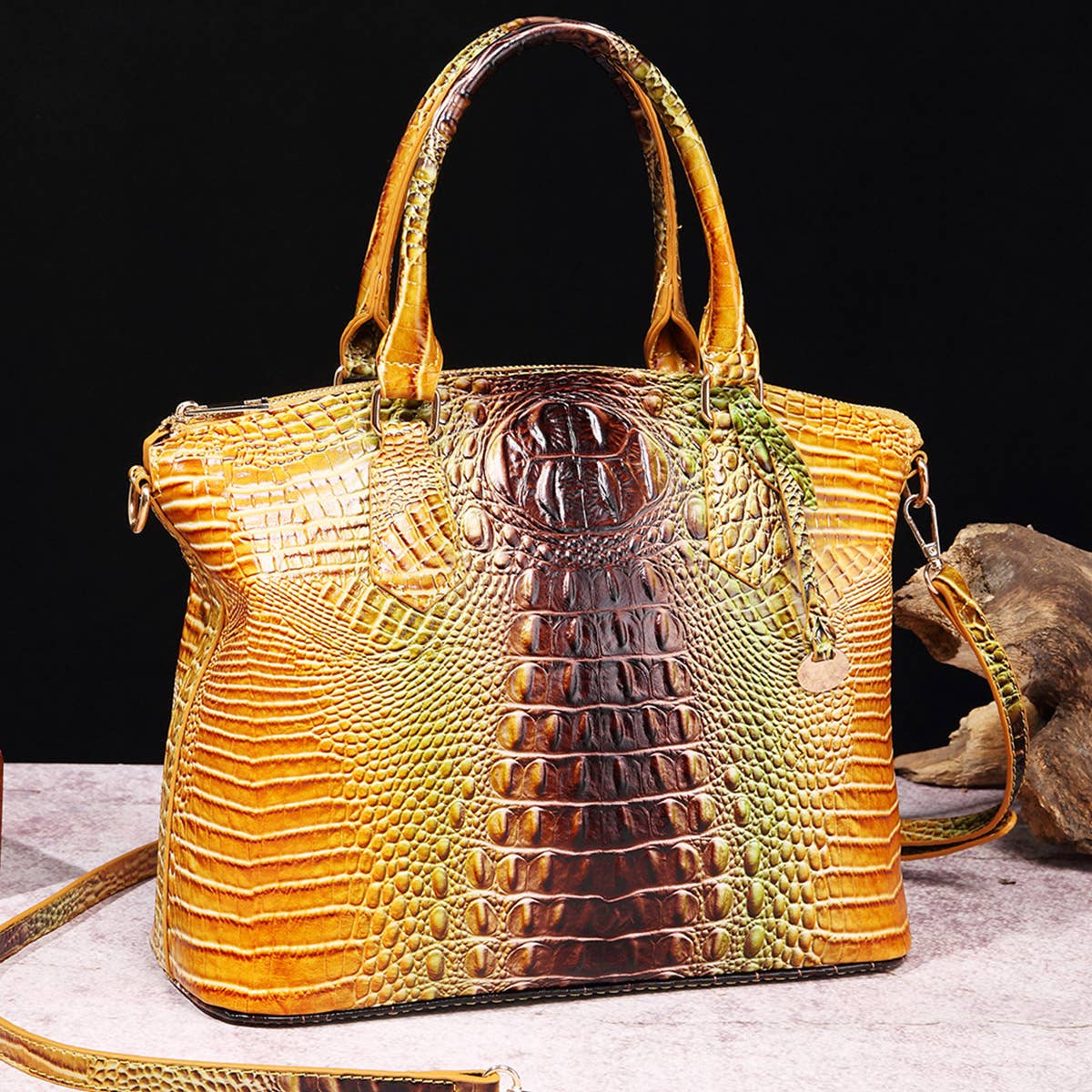 ACCITY - Wholesale Top Handle Bag - Women's - CLASSY CROCODILE PATTERN TOP HANDLE BAG_CWAB057212