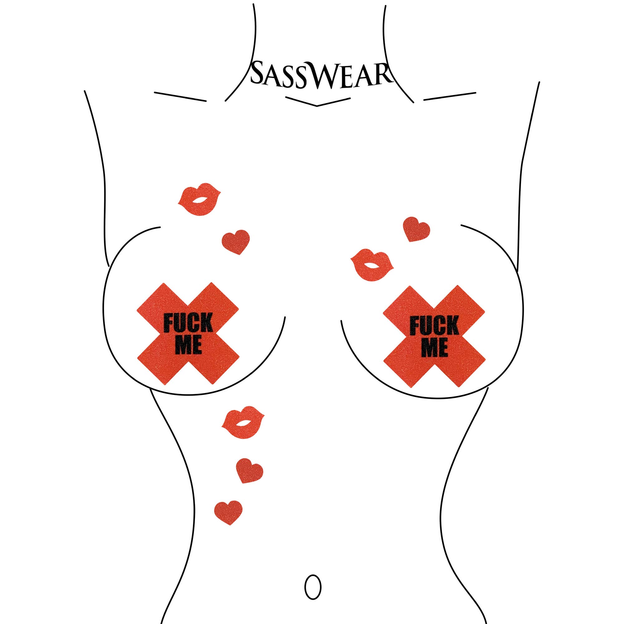 Sasswear - Wholesale Nipple Pasties - Women's - Glitz Nips Delicious Red Fuck Me X Pasties3
