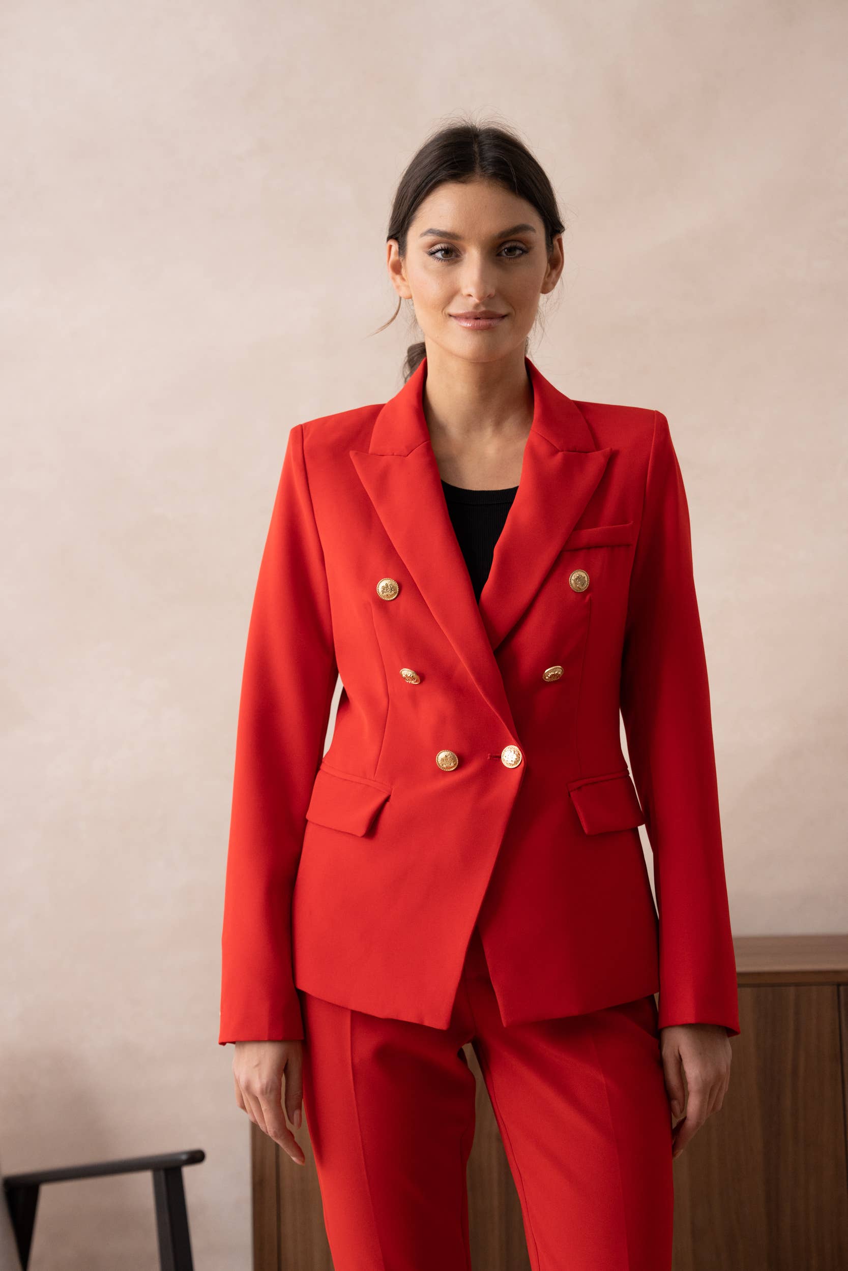 Attentif Paris - Wholesale Blazer - Women's - [Timeless] Fitted double-breasted blazer with gold buttons28
