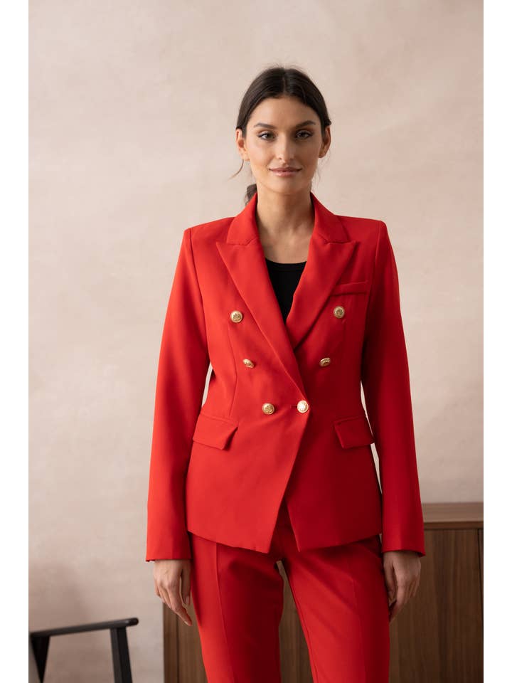 Attentif Paris – Großhandel Blazer – Damen – Attentif Paris zeitloser taillierter Blazer mit doppelreihigem Goldknopfmuster28