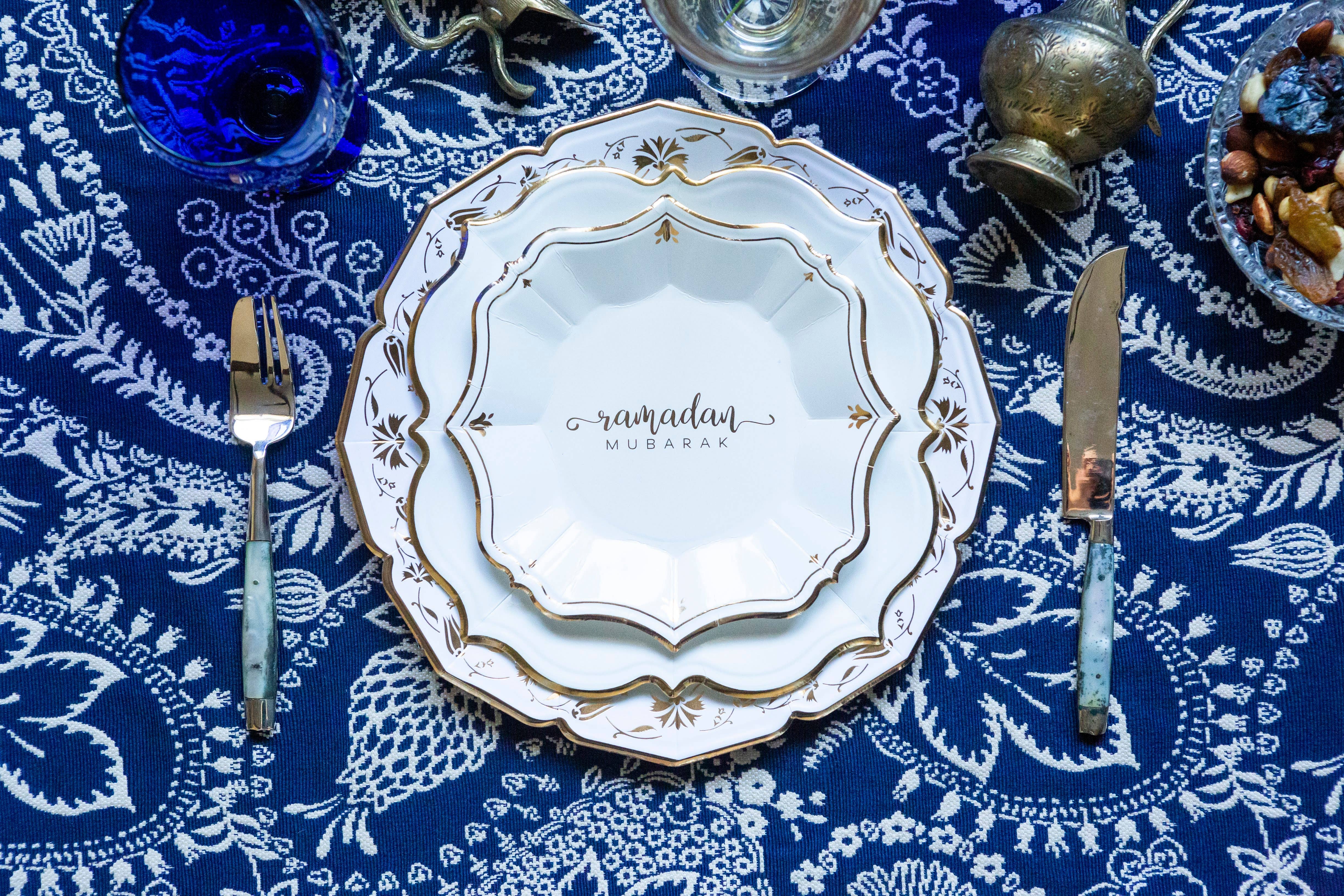 EID Creations - Vente Assiette jetable - 8 Assiettes Dessert Blanches Ramadan4