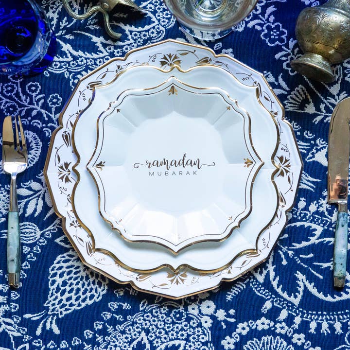 EID Creations - Vente Assiette jetable - 8 Assiettes Dessert Blanches Ramadan4