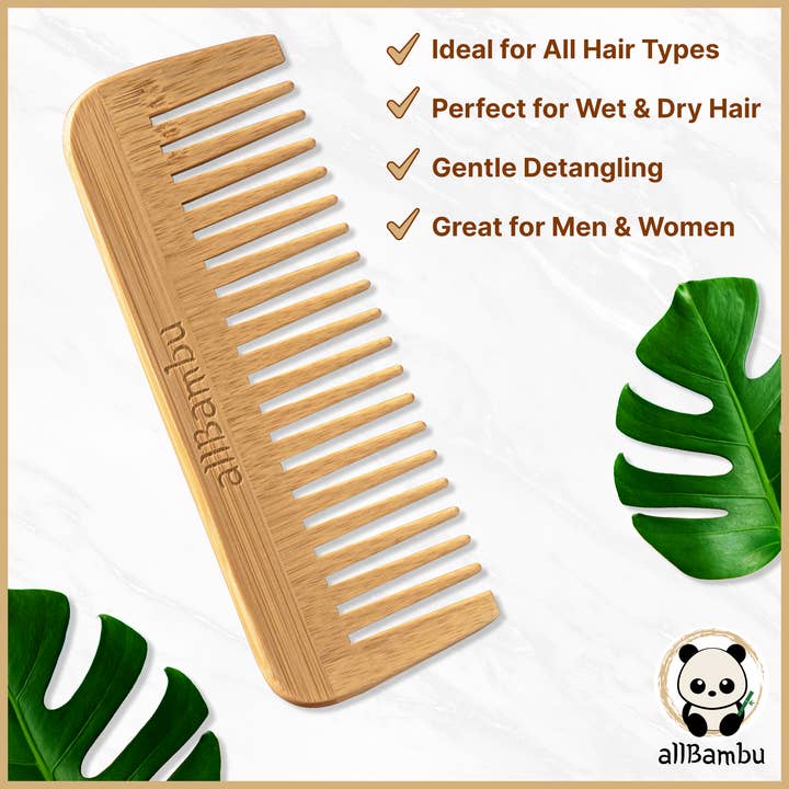 allBambu Inc - Wholesale Hair Brush/Comb - Bamboo Wide Tooth Comb4