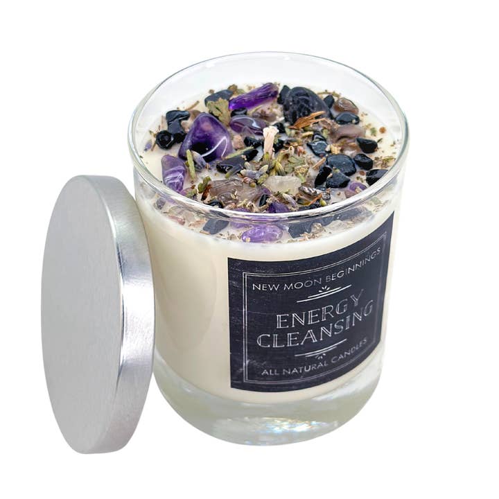 New Moon Beginnings - Wholesale Jar/Filled Candle - Energy Cleansing Candle - Crystal Candles - Soy Wax7