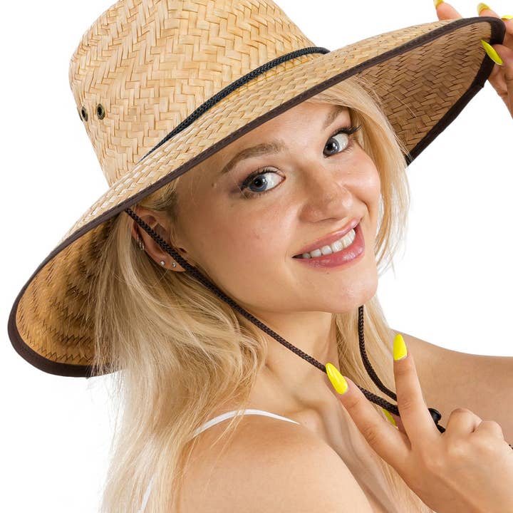 Cap Zone – Engroshandel Stråhat – unisex – Tycoon Eyelet Vegansk Læder Strå Livredderhat0