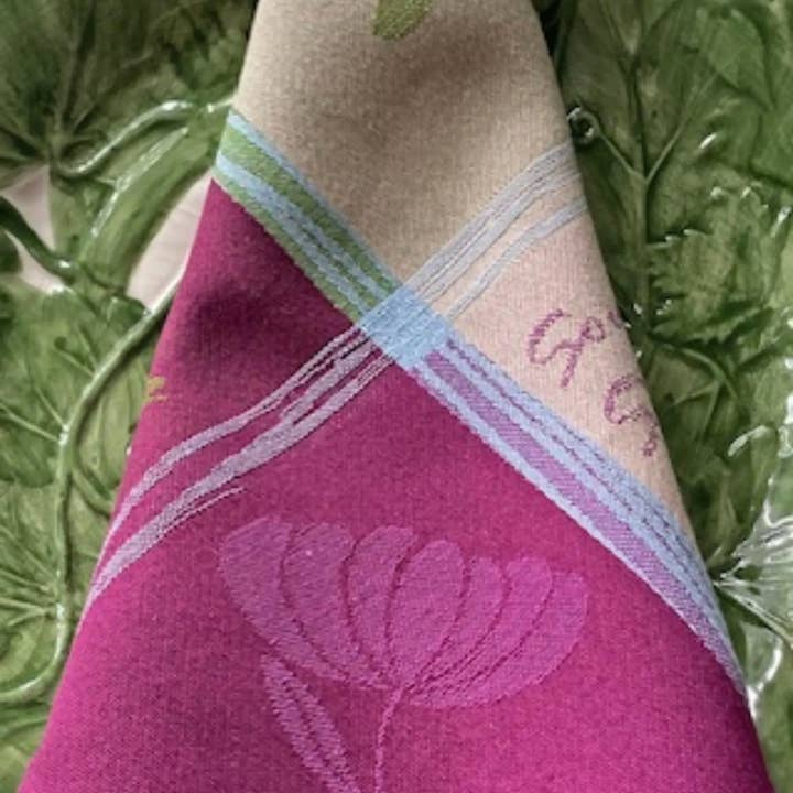 La Maisonnette – wholesale Dinner & cloth napkin – French Jacquard Napkin Soleou Purple Green set of 12 napkins