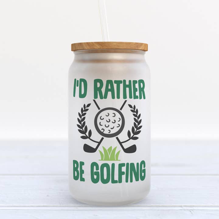 I'd Rather Be Golfing Glass Can Tumbler, Funny Golf Gift for wholesale by Heart & Willow Prints