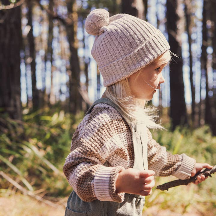 Chunky Rib Knit Beanie - Oatmeal for wholesale by Kynd Baby