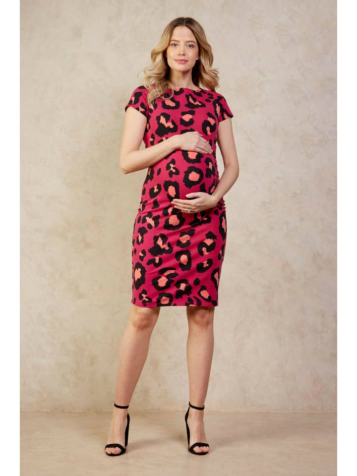Tilbea London - Wholesale Nursing Dress - Maternity - Matilda Raspberry Leopard Print Nursing Dress | Matilda1