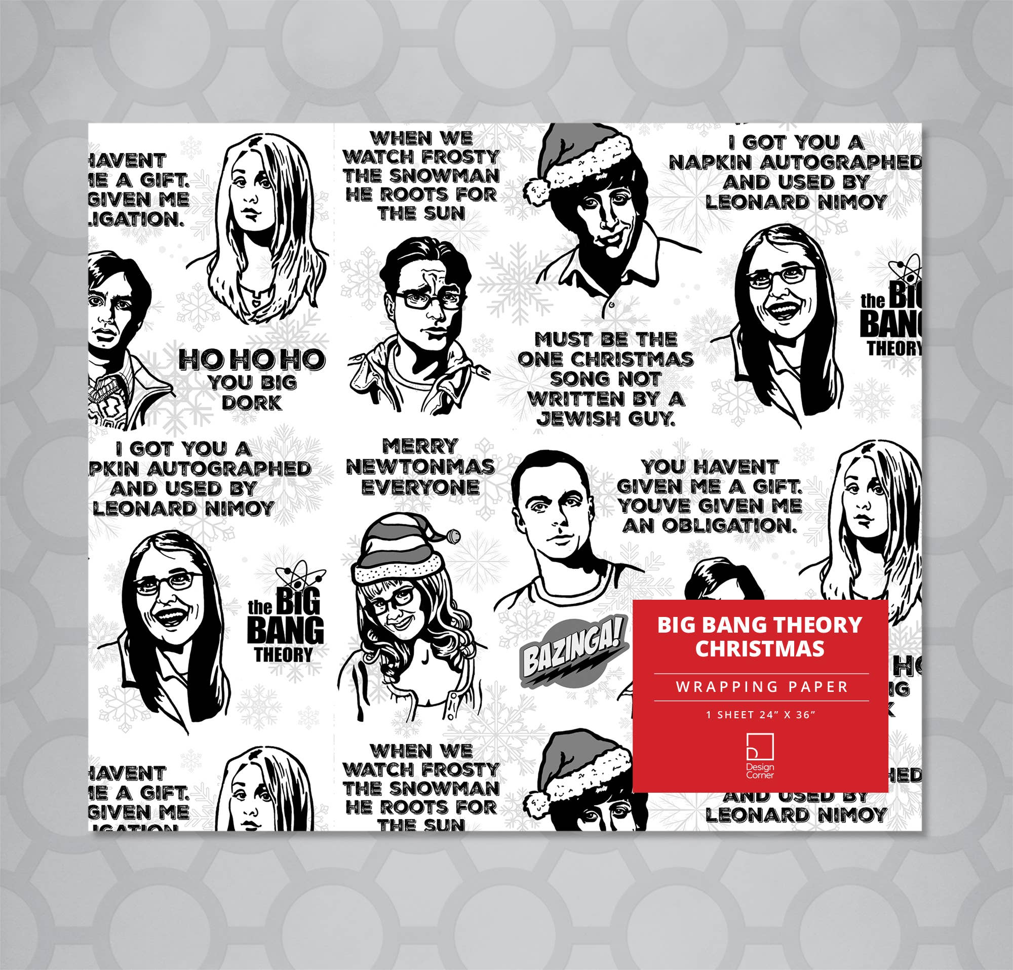 Design Corner – Großhandel Geschenkpapier in Bögen – Big Bang Theory Geschenkpapier für Weihnachten, 61 x 36 Zoll, Blatt1