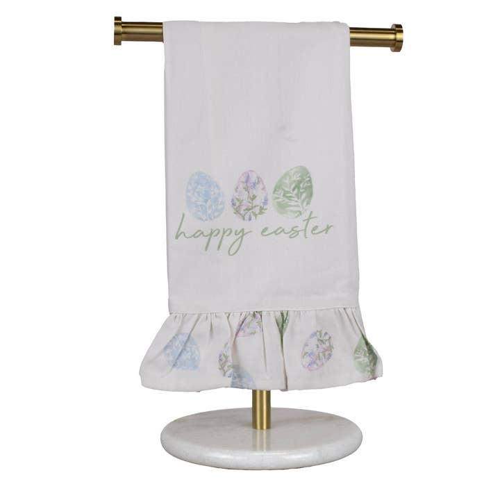 Haven Eggs Ruffle Hand Towel White/Multi 20x28 for wholesale by The Royal Standard