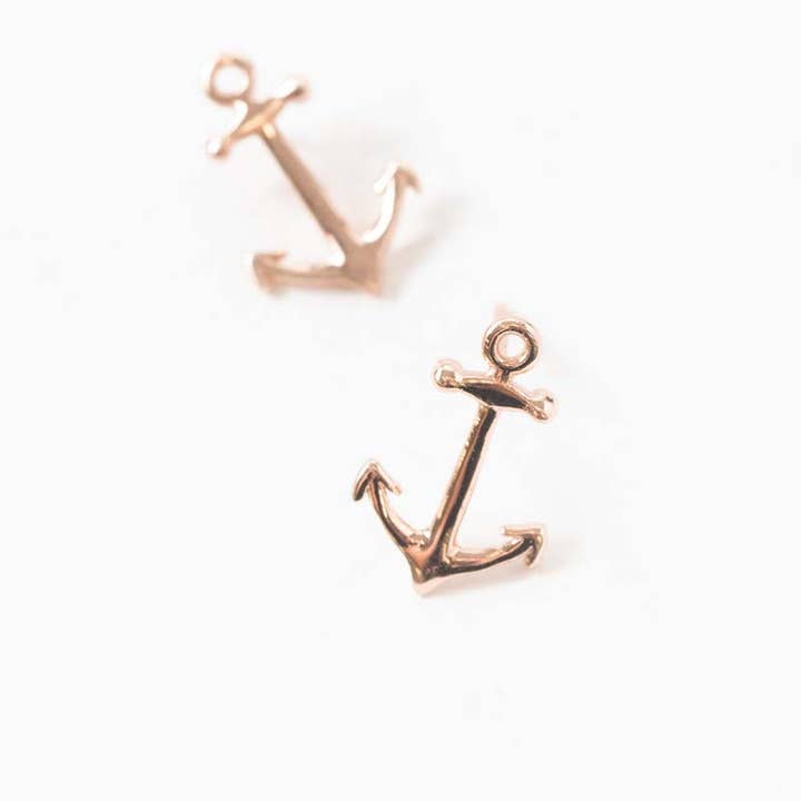 Lovoda - Wholesale Stud/Post Earrings - Anchor Earrings (18K Rose & 24K Gold)2
