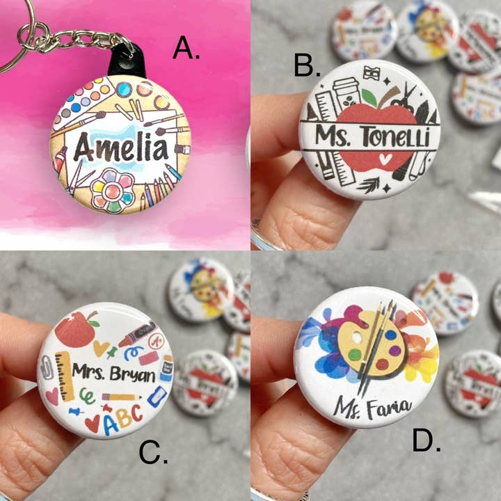 1,25 tum och 2,25 tum lärare för wholesale av Cute as a Button Girl