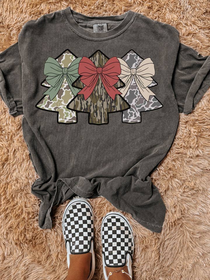Camo Bow Christmas Trees Wholesale Tee for wholesale by Wills Creek Designs