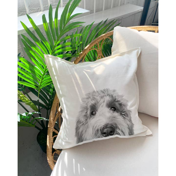 Perkie Prints - Wholesale Throw Pillow Cover - Doodle 4 (Goldendoodle) Peeking Throw Pillow Cover 3