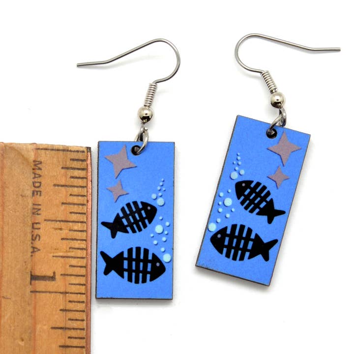 Dunitz & Company - Wholesale Dangle Earrings - Mid Century Modern Fish Dangle Earrings - Ships Assorted