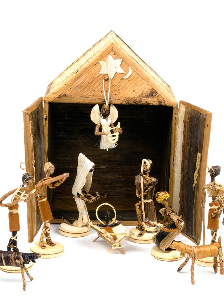 Nativité stable à double porte en fibre de banane pour la vente par Swahili | AFRICAN MODERN