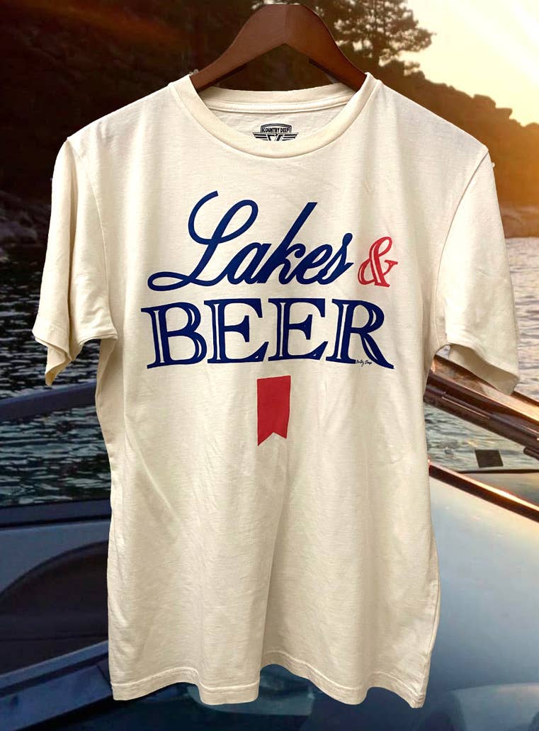 Country Deep Apparel - Wholesale Screen Printed T-Shirt - Unisex - Lakes & Beer Relaxed unisex Tee   0