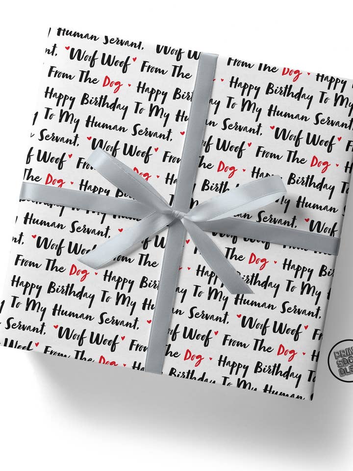 Menselijke Hond Dienaar Verjaardagscadeau Inpakpapier - Plat Vel voor wholesale door Sweary Card Lady