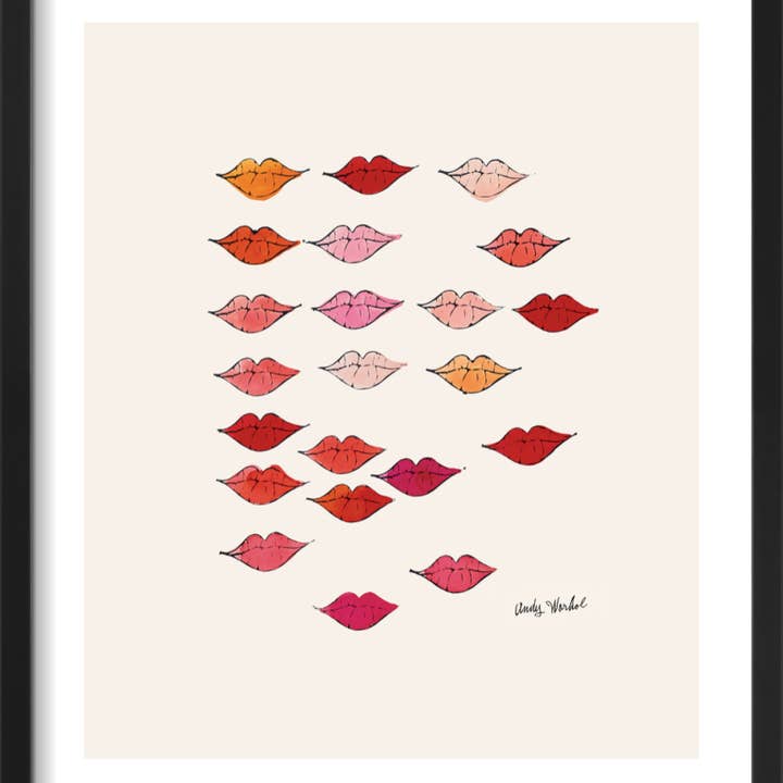 Lèvres estampillées, vers 1959, impression encadrée par Andy Warhol pour la vente par The Art Guys