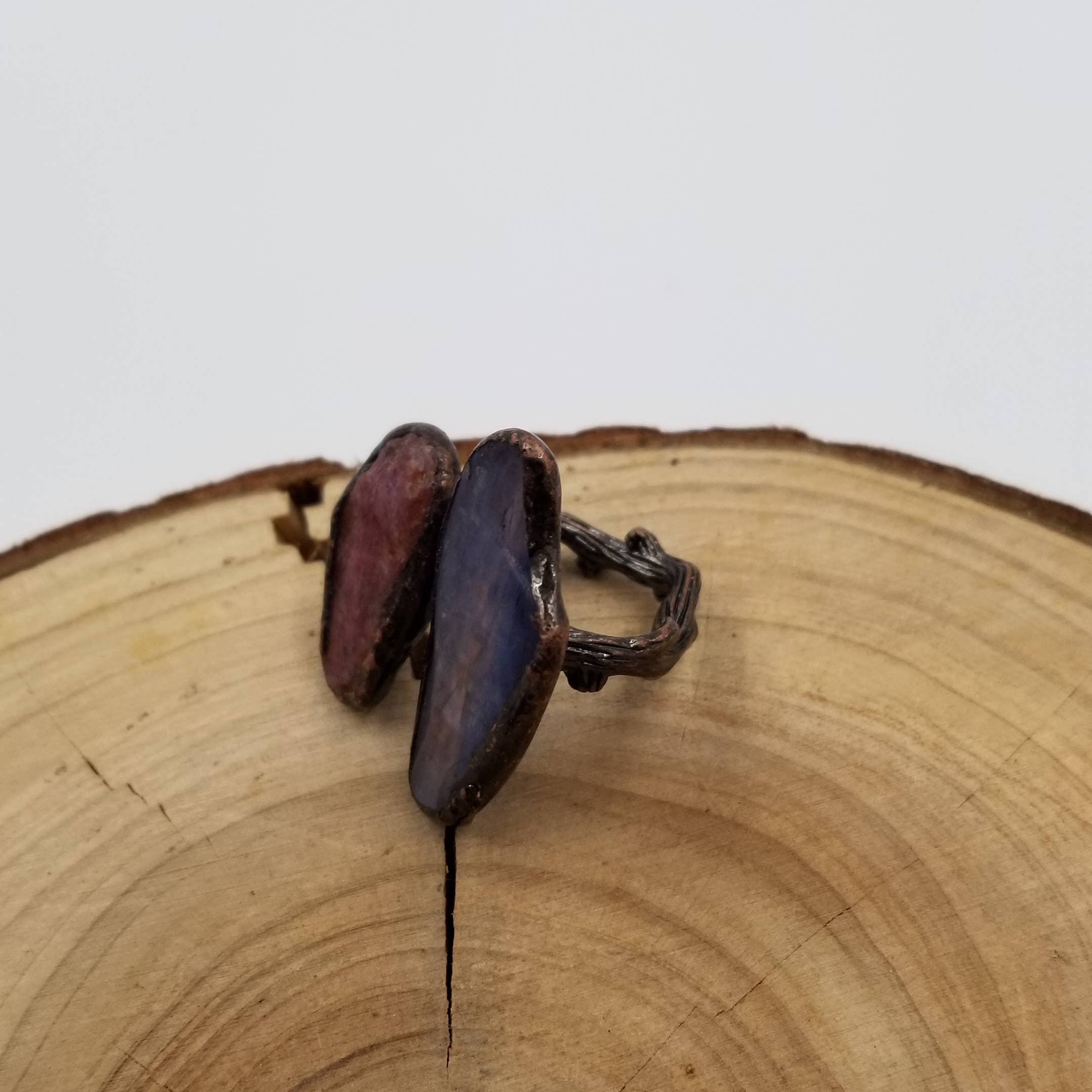 CHAKRA JEWELRY - Venta al por mayor Anillos grandes/de cóctel - Anillo artesanal vintage medieval con piedra natural doble ajustable1