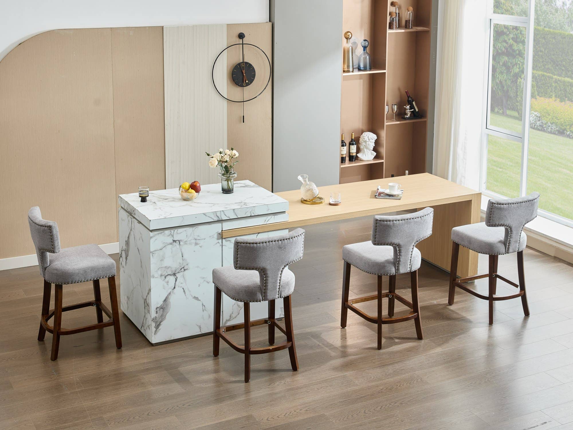 Gray Mid Century Modern Counter Height Bar Stools Set of 2 for wholesale on Faire16