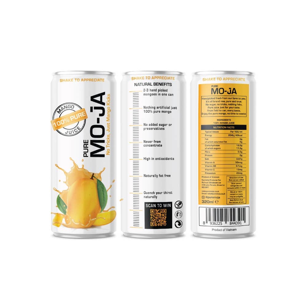 Pure Mo-Ja – wholesale Fruit juice – 100% Pure Mango Juice 320ml (Pack of 12)3
