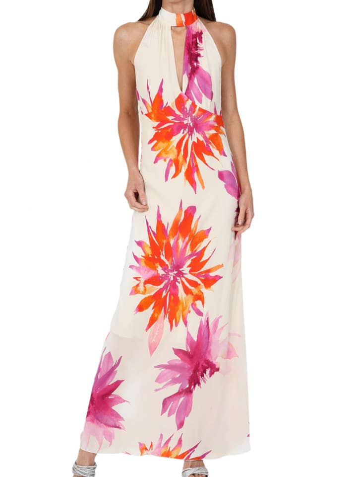 Camila Halter Neck Pink Flower for wholesale by SIRENS