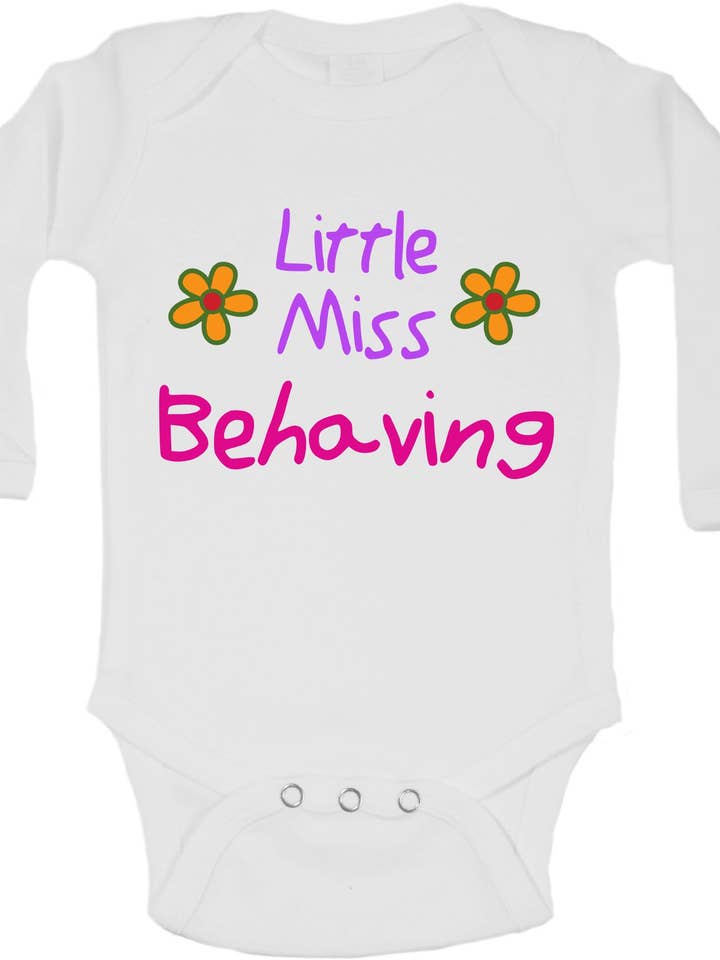 Little Miss Behaving - Long Sleeve Vests for wholesale by Little Ratbag