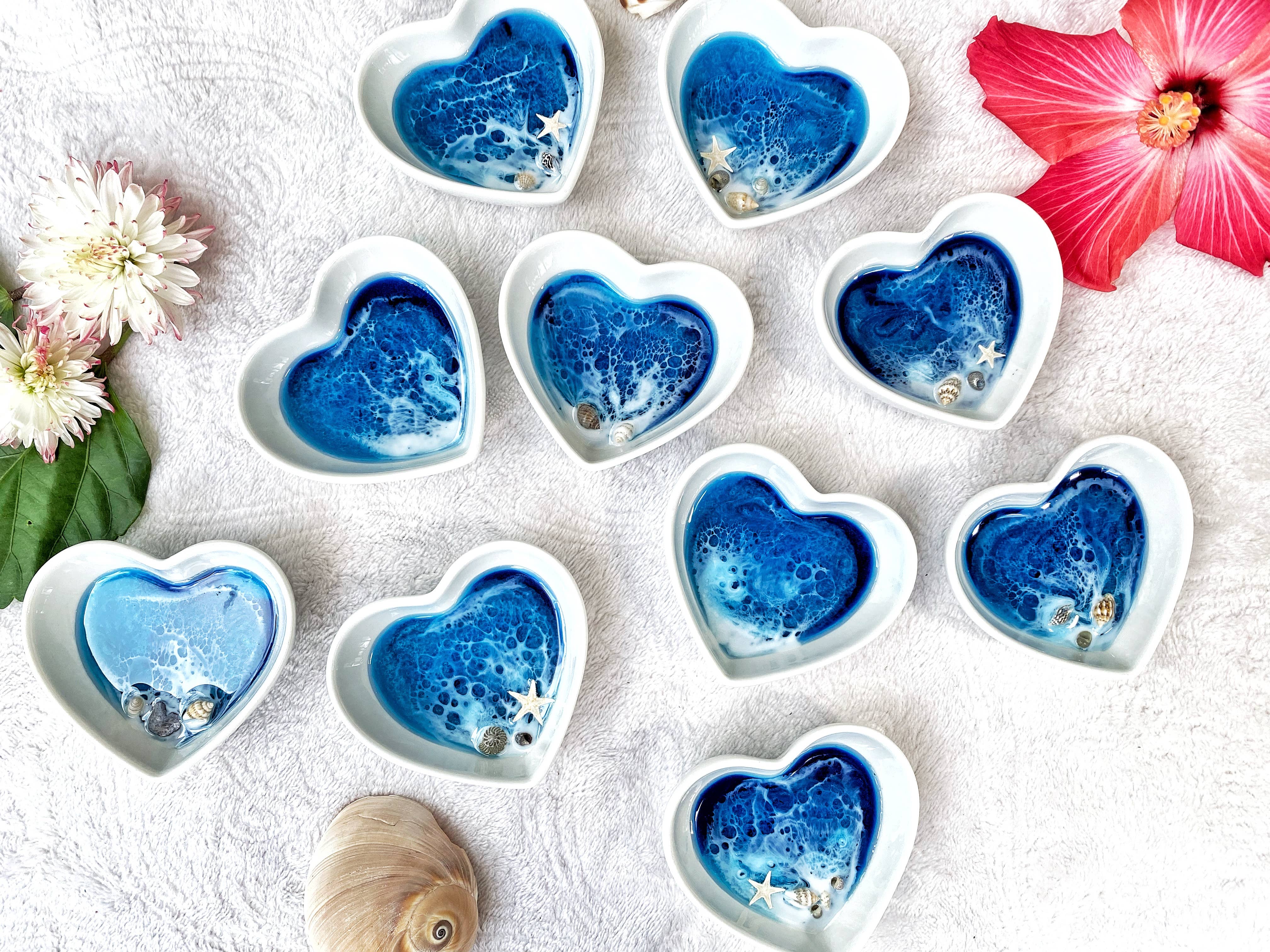 TBM Creations LLC – Großhandel Schmuckschalen – Hergestellt in Hawaii Ocean Schmuckschale, hergestellt auf Maui | Resin Heart4