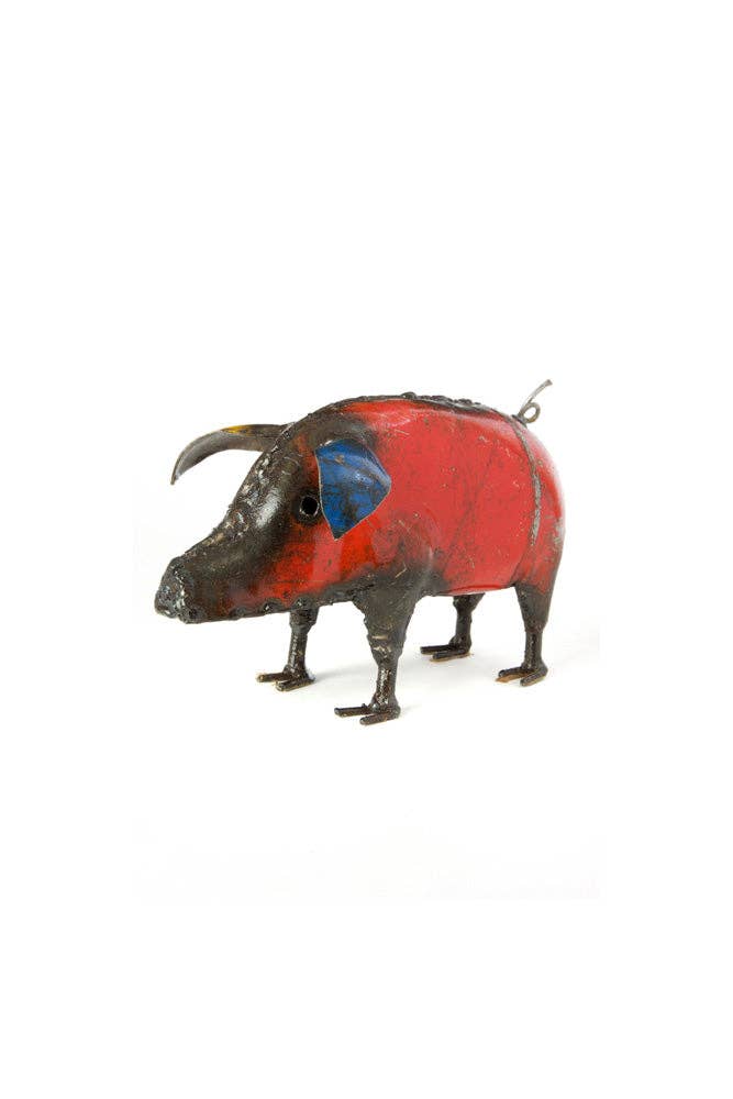 Swahili | AFRICAN MODERN - Vente Sculpture - Sculpture de cochon colorée en métal recyclé (assortie)