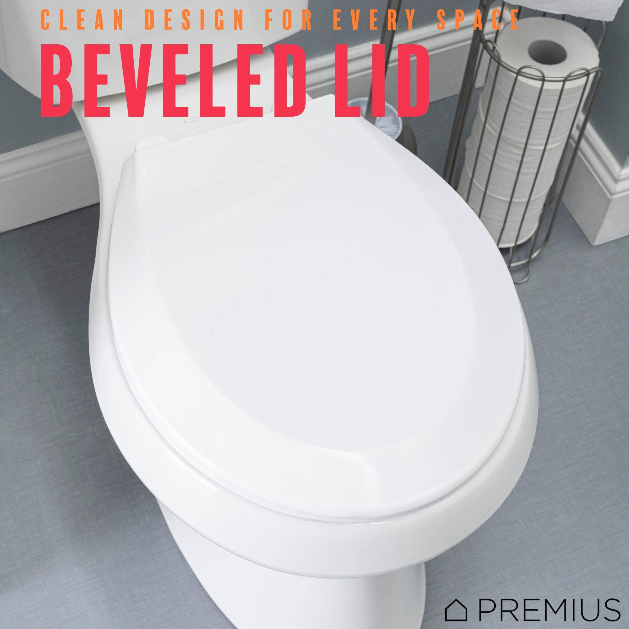 ShopBobbys – wholesale Toilet seat cover – PREMIUS Slow Close Beveled Plastic Toilet Seat, Standard Round, 17 Inches8