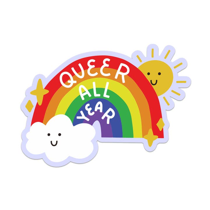 Queer hele året vinylklistermærke for engroshandel hos Mouthy Broad