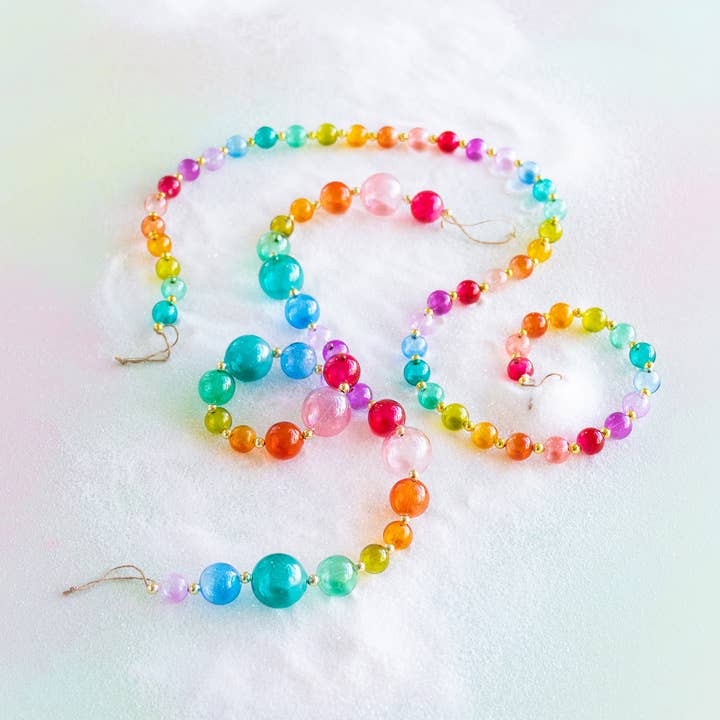 Glitterville Rainbow Ball Garland, 2 Asst, Glass, 48", 60" for wholesale by Glitterville