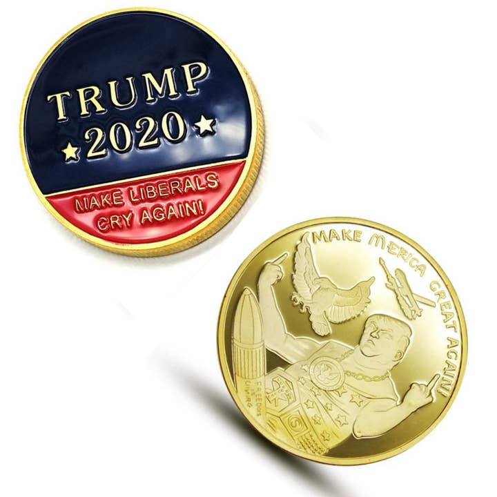Donald Trump 2020 Merica Gold Commemorative MAGA Coins for wholesale by Blinkee.com, LLC