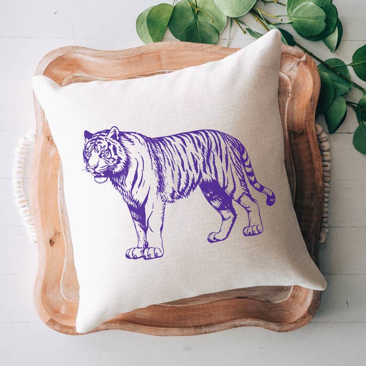 Purple Tiger Pillow for wholesale by Pelican Provision Co.