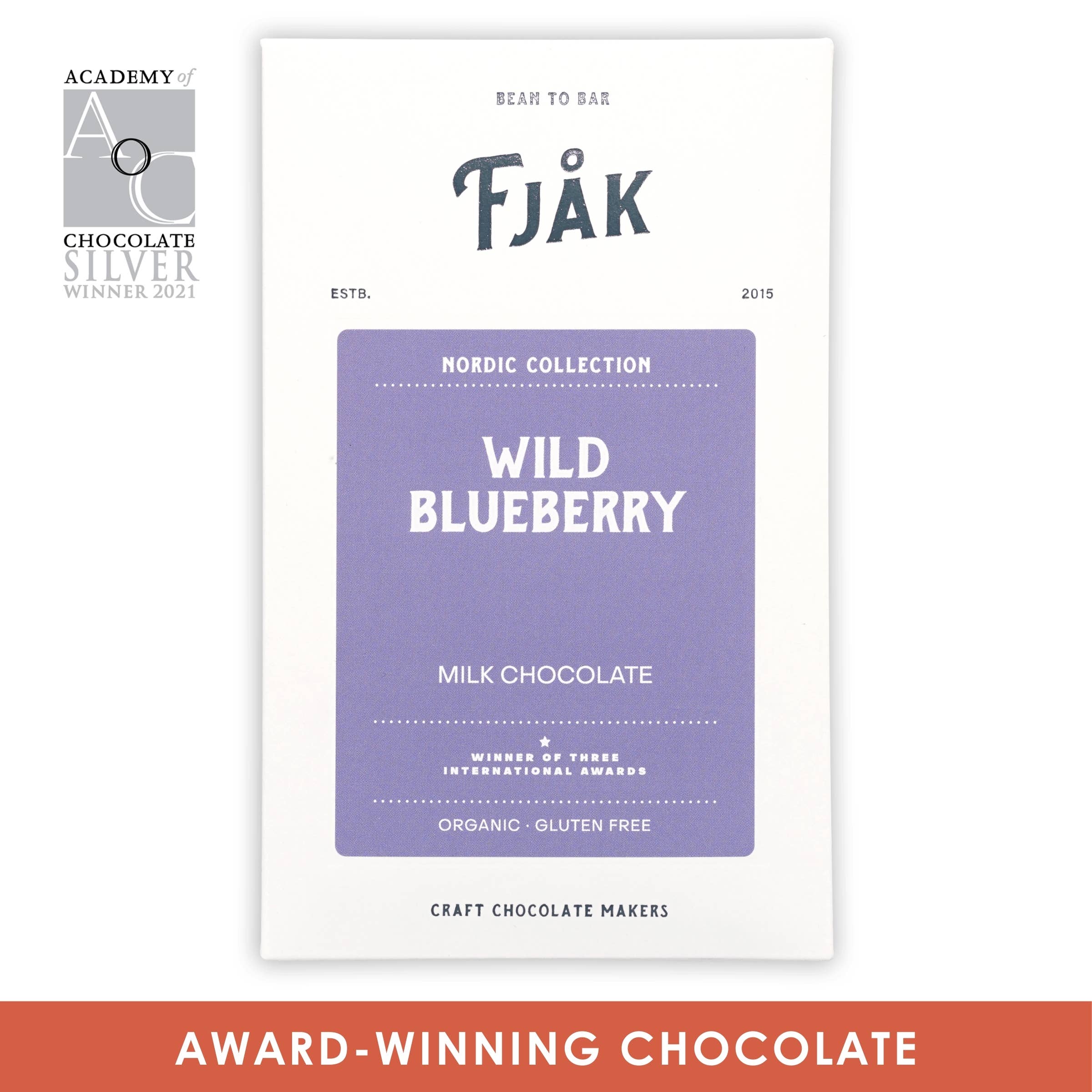 Bar & Cocoa Chocolate - Wholesale Chocolate Bar - Fjak Milk Chocolate Bar w/ Blueberry 50% (Nordic Series)2