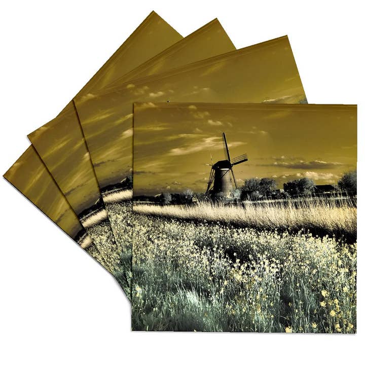 3dRose - Wholesale Coasters - 3dRose, Netherlands, Kinderdijk. Windmills at sunset in Kinderdijk, Coaster