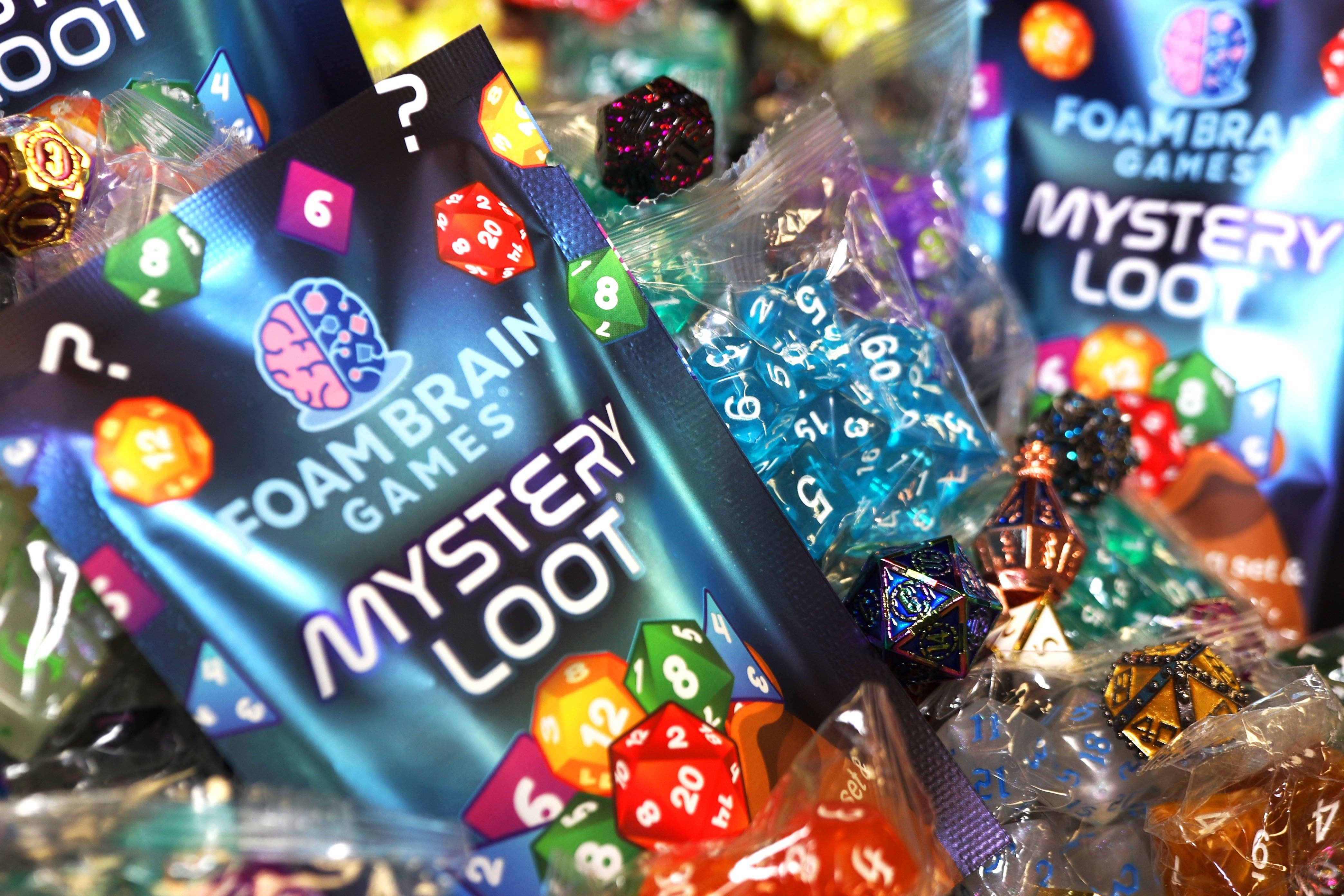 Foam Brain Games - Wholesale Dice - Mystery Loot: Plastic RPG Dice Set & Bonus Metal Die2