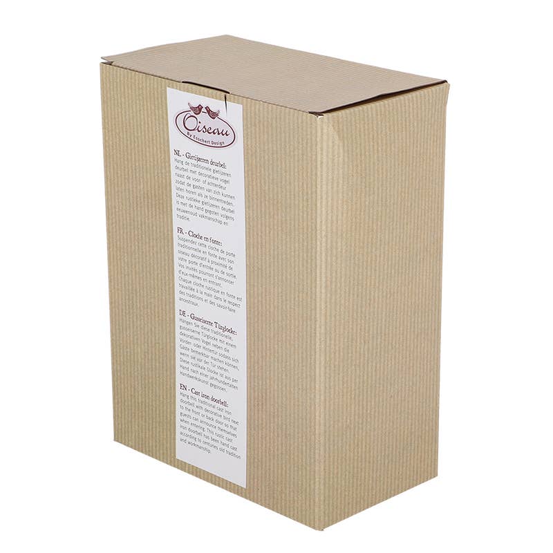 Esschert Design USA - Vente Cloches - Sonnette en forme d'oiseau dans une boîte-cadeau, en fonte, marron antique3