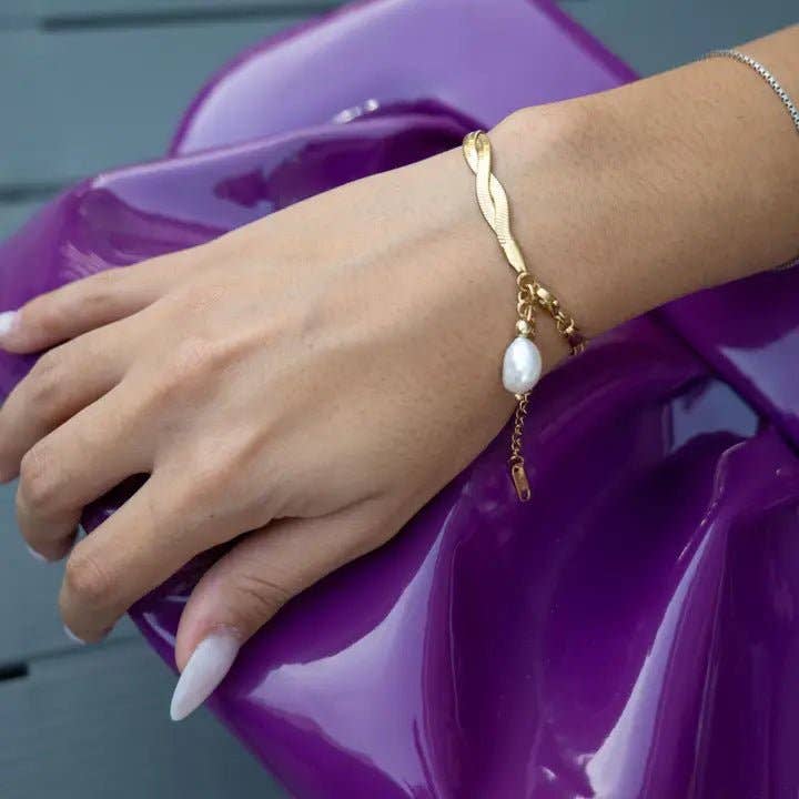 OE! - Vendita all'ingrosso Braccialetto con ciondolo/pendente - SERPENTE - bracciale con perla1