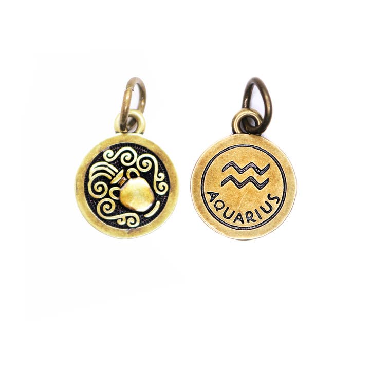Gleeful Peacock - Wholesale Individual Charm/Pendant - Aquarius Zodiac Charm (with available Bracelet or Necklace)