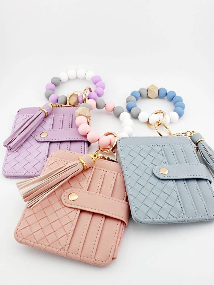 BB139x205 Nina Quilted Beaded Keychain Bracelet Wallet for wholesale by MiMi Wholesale