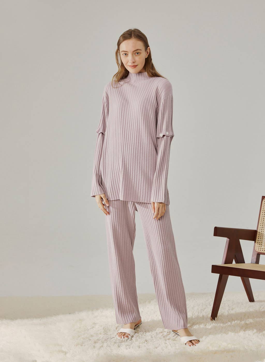 NAP - Vente Ensemble de vêtements d'intérieur – femme - Ensemble en cachemire à manches détachables3