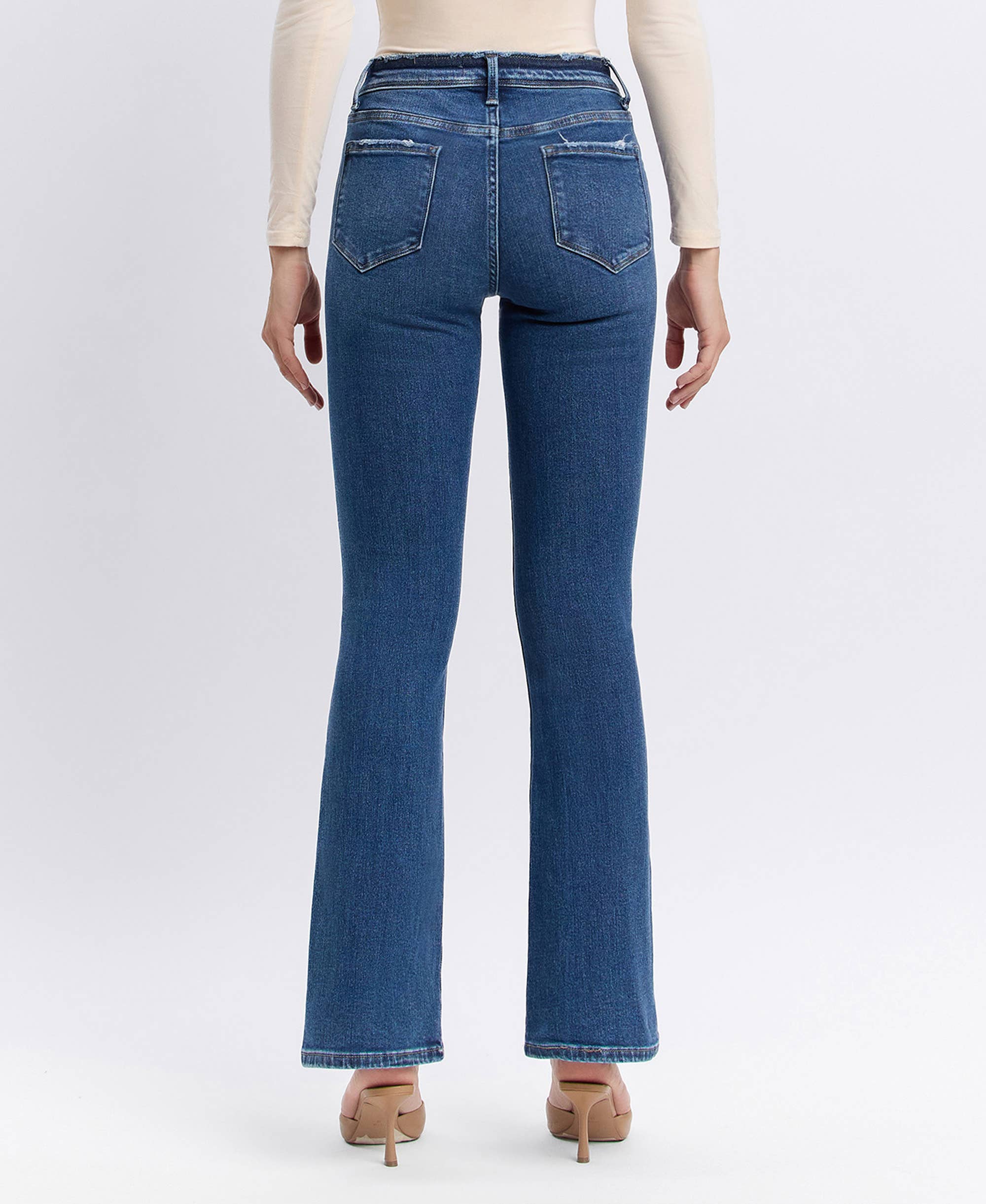 AMETHYST MID RISE SEAMLESS WAISTBAND BOOTCUT JEANS T6105 for wholesale on Faire1