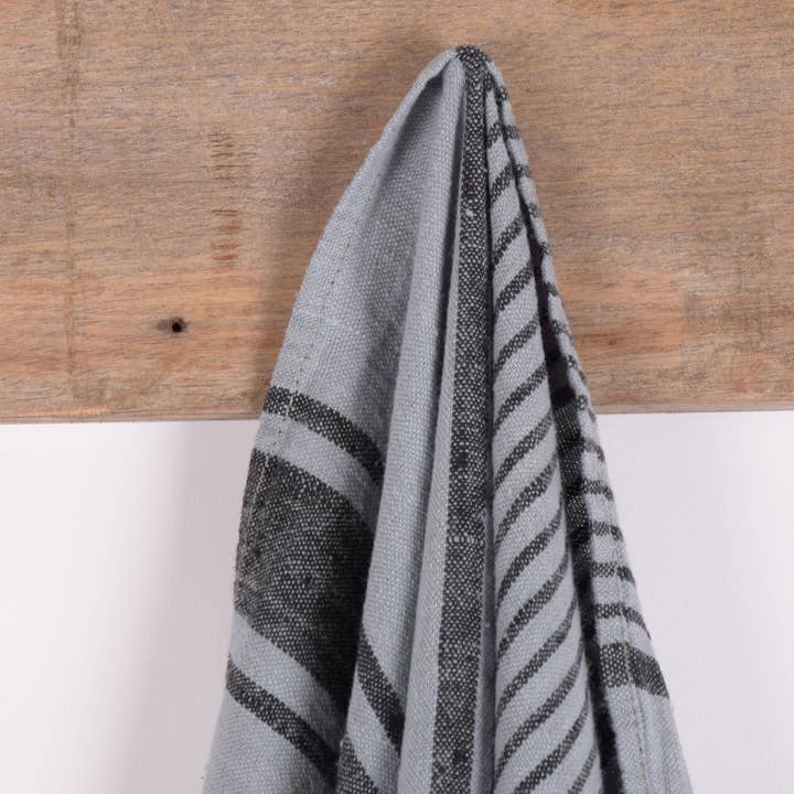 Asciugamano in lino Huckaback - Village Blue Black per la vendita all'ingrosso da parte di NorraVilla