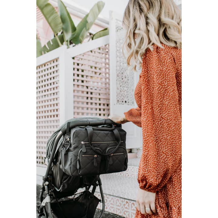 OiOi - Wholesale Diaper Bag - Baby - Carry All Nappy Bag - Black Diamond Quilt